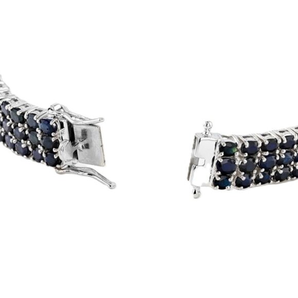 Blue Sapphire Rhodium Over Silver Bracelet 18.27ctw (JXH057) - Picture 3 of 10